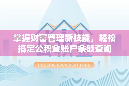 文成掌握财富管理新技能，轻松搞定公积金账户余额查询